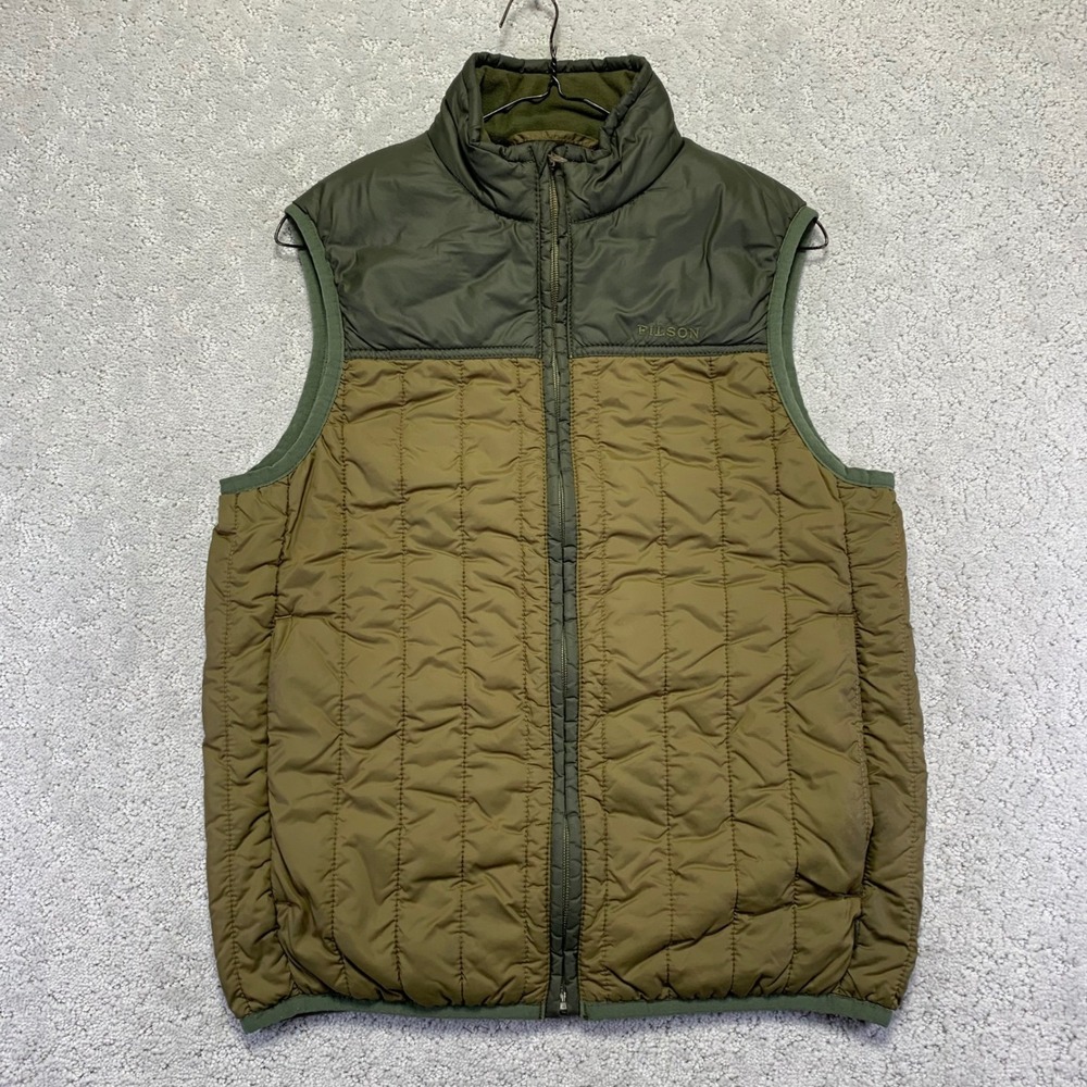 Filson Ultralight Vest Mens XS Field Olive Green Quilted Primaloft Zip Up Zip Up